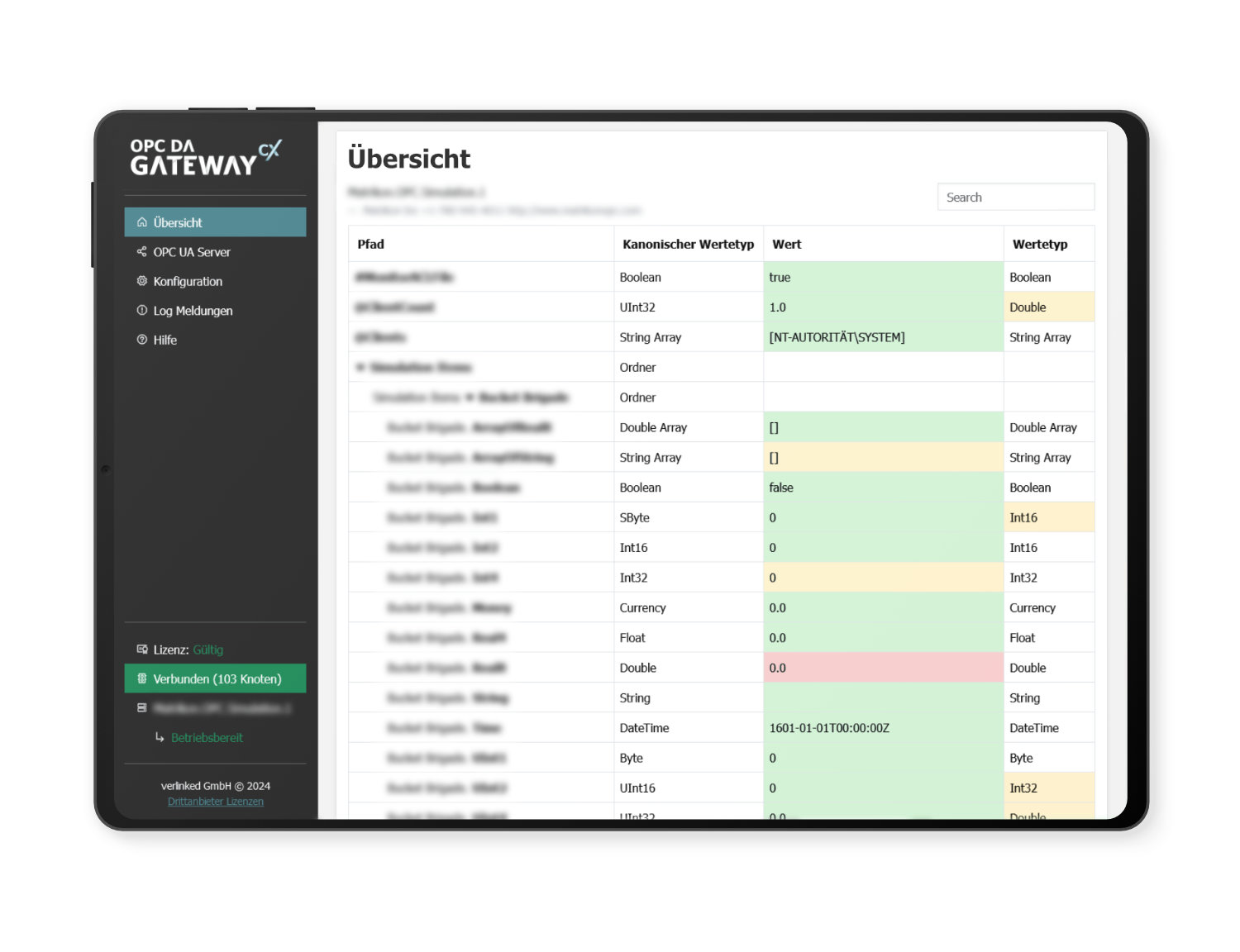 OPC DA GatewayCX Mockup
